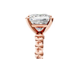 Rose gold Princess Solitaire Beaded Band Prong Setting Ring 5