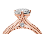 Rose gold Princess Solitaire Beaded Band Six-Prong Setting_12