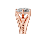 Rose gold Princess Solitaire Beaded Band Six-Prong Setting_13