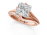 Rose gold Princess Solitaire Beaded Band Six-Prong Setting_9