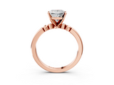 Rose gold Princess Solitaire Beaded Band with Four-Prong Setting_62