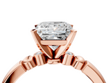 Rose gold Princess Solitaire Beaded Band with Four-Prong Setting_63
