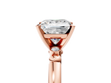 Rose gold Princess Solitaire Beaded Band with Four-Prong Setting_64