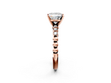 Rose gold Princess Solitaire Bezel Accent Diamond Engagement Ring with Beaded Band and Four-Prong Setting_39