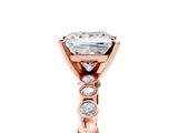 Rose gold Princess Solitaire Bezel Accent Diamond Engagement Ring with Beaded Band and Four-Prong Setting_42