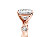 Rose gold Princess Solitaire Bezel-Set Diamond Ring with Beaded Band and Four-Prong Setting_60