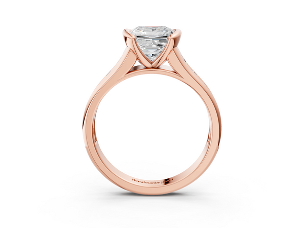 Rose gold Princess Solitaire Bezel-Set Diamond Ring with Channel-Set Band