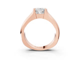 Rose gold Princess Solitaire Bezel Set Diamond Ring with Wide Band_6