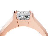 Rose gold Princess Solitaire Bezel Set Diamond Ring with Wide Band_7