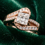 Rose gold Princess Solitaire Bypass Diamond Engagement Ring with Channel-Set Band and Four-Prong Setting_6