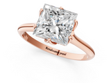 Rose gold Princess Solitaire Cathedral Diamond Ring with Six-Prong Setting_26