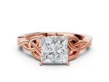Rose gold Princess Solitaire Celtic Knot Engagement Ring with Four-Prong Setting_77