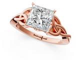Rose gold Princess Solitaire Celtic Knot Engagement Ring with Four-Prong Setting_78