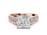 Rose gold Princess Solitaire Channel-Set Diamond Engagement Ring with Four-Prong Setting_32