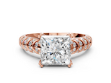 Rose gold Princess Solitaire Chevron Pave Diamond Engagement Ring with Six-Prong Setting_3