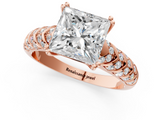 Rose gold Princess Solitaire Chevron Pave Diamond Engagement Ring with Six-Prong Setting_4