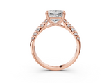 Rose gold Princess Solitaire Chevron Pave Diamond Engagement Ring with Six-Prong Setting_6