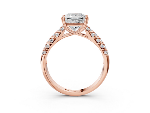 Rose gold Princess Solitaire Chevron Pave Diamond Engagement Ring with Six-Prong Setting_6