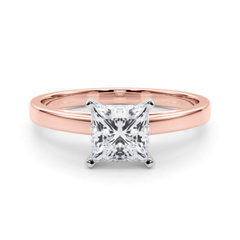 Rose gold Princess Solitaire Diamond Engagement Ring with Four-Prong Setting on a Classic Band 1