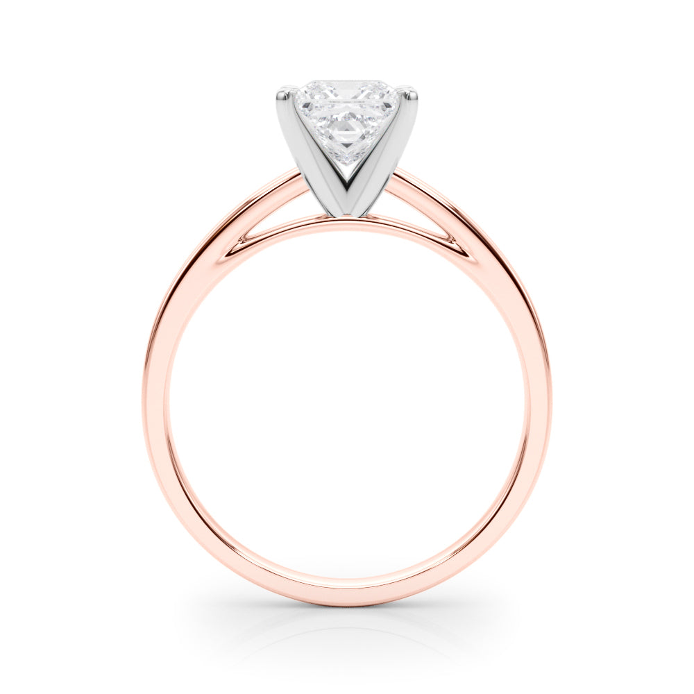 Rose gold Princess Solitaire Diamond Engagement Ring with Four-Prong Setting on a Classic Band 2
