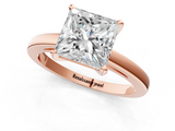 Rose gold Princess Solitaire Diamond Engagement Ring with Four-Prong Setting on a Classic Band_10