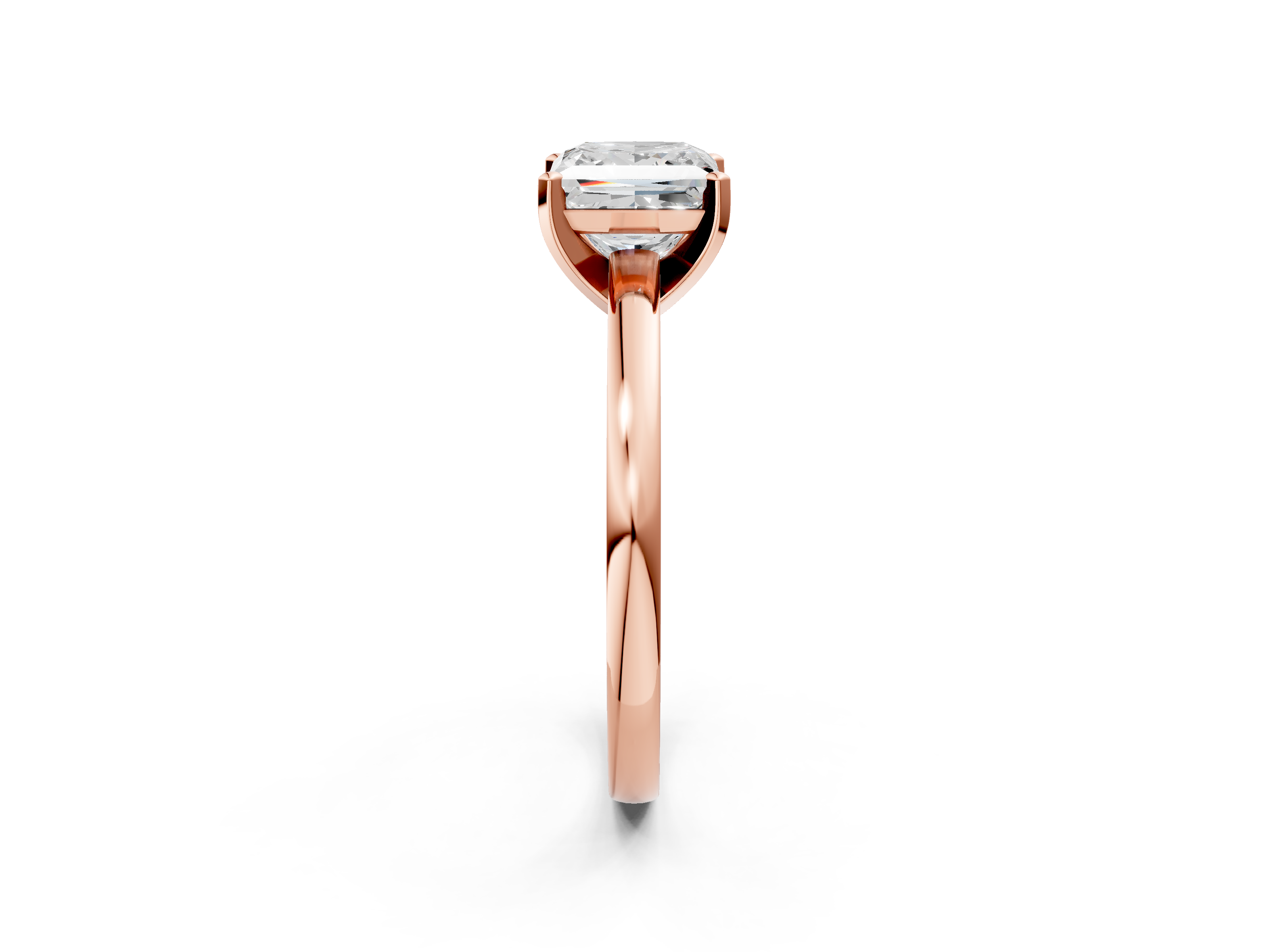 Rose gold Princess Solitaire Diamond Engagement Ring with Four-Prong Setting on a Classic Band_11
