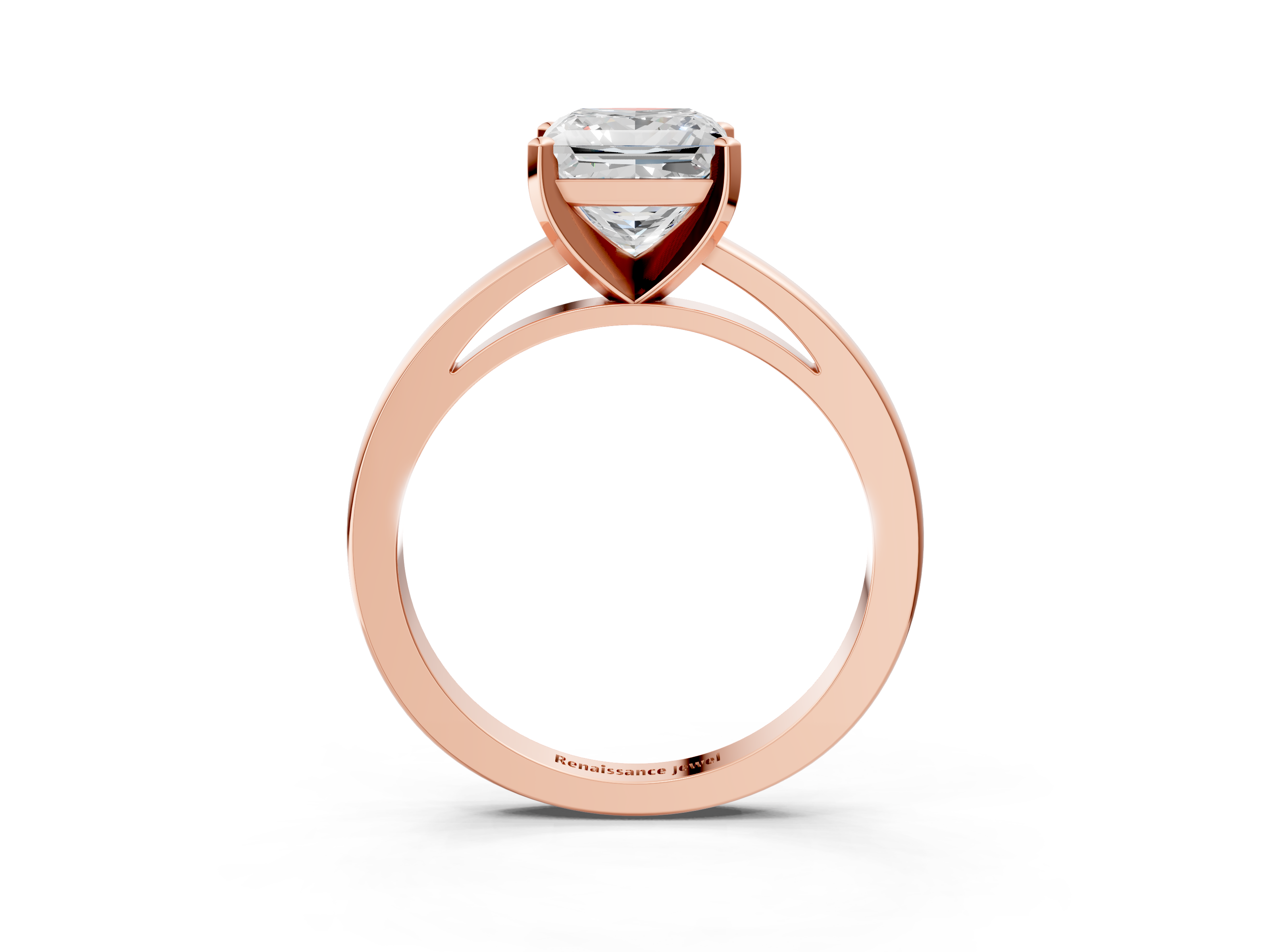 Rose gold Princess Solitaire Diamond Engagement Ring with Four-Prong Setting on a Classic Band_12