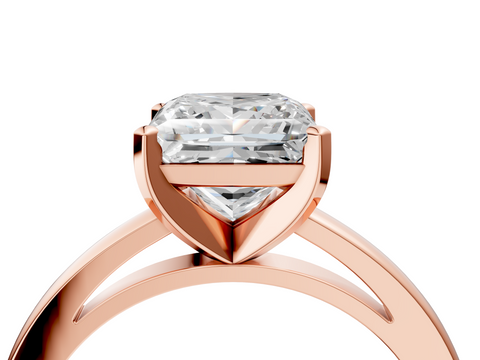 Rose gold Princess Solitaire Diamond Engagement Ring with Four-Prong Setting on a Classic Band_13