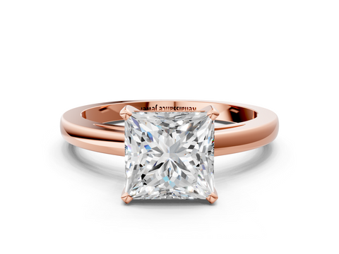 Rose gold Princess Solitaire Diamond Engagement Ring with Four-Prong Setting on a Classic Band_9