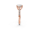 Rose gold Princess Solitaire Diamond Engagement Ring with Pavé Band and Six-Prong Setting_29