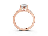 Rose gold Princess Solitaire Diamond Engagement Ring with Pavé Band and Six-Prong Setting_30