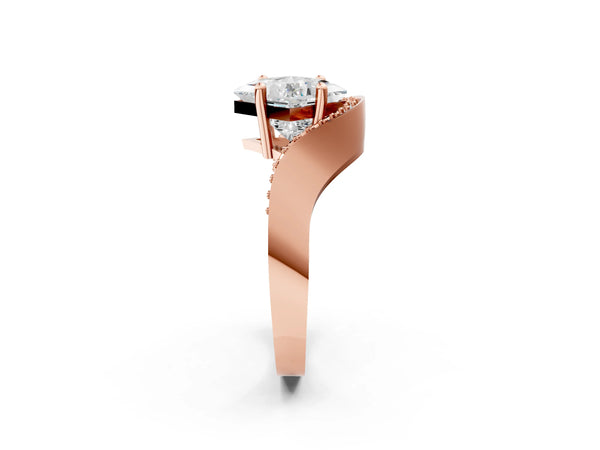Rose gold Princess Solitaire Diamond Engagement Ring with Pave Band and Four-Prong Setting
