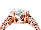Rose gold Princess Solitaire Diamond Engagement Ring with Pave Band and Four-Prong Setting 4