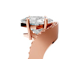 Rose gold Princess Solitaire Diamond Engagement Ring with Pave Band and Four-Prong Setting 5