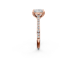 Rose gold Princess Solitaire Diamond Engagement Ring with Pave Band and Six-Prong Setting_43