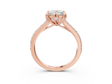 Rose gold Princess Solitaire Diamond Engagement Ring with Pave Band and Six-Prong Setting_44