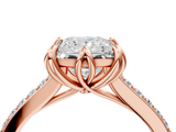 Rose gold Princess Solitaire Diamond Engagement Ring with Pave Band and Six-Prong Setting_45