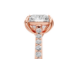 Rose gold Princess Solitaire Diamond Engagement Ring with Pave Band and Six-Prong Setting_46