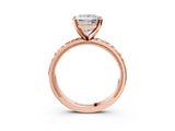 Rose gold Princess Solitaire Diamond Engagement Ring with XO Engraved Band and Four-Prong Setting 3