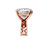 Rose gold Princess Solitaire Diamond Engagement Ring with XO Engraved Band and Four-Prong Setting 5