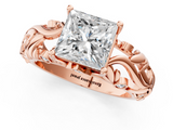 Rose gold Princess Solitaire Diamond Leaf Vine Band with Prong Setting_54