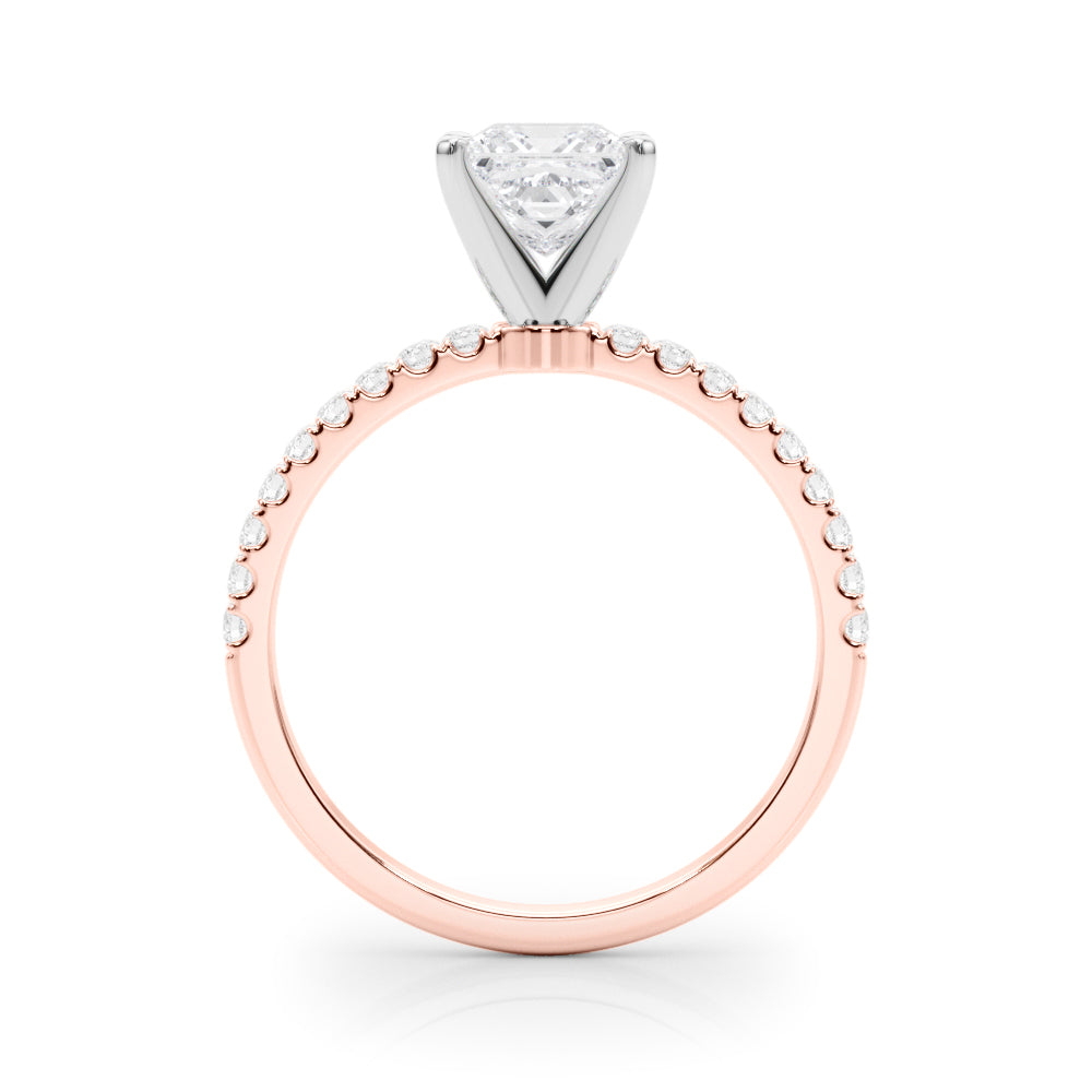 Rose gold Princess Solitaire Diamond Pavé Band with Four-Prong Setting 2
