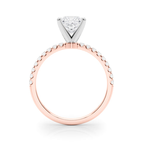 Rose gold Princess Solitaire Diamond Pavé Band with Four-Prong Setting 2