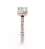 18K Rose Gold 2.51 Carat D VVS2 Princess Solitaire Diamond Pavé Band with Four-Prong Setting