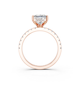 18K Rose Gold 2.51 Carat D VVS2 Princess Solitaire Diamond Pavé Band with Four-Prong Setting