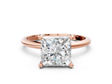 Rose gold Princess Solitaire Diamond Ring with 4-Prong Setting on a Classic Band_3