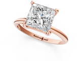Rose gold Princess Solitaire Diamond Ring with 4-Prong Setting on a Classic Band_4