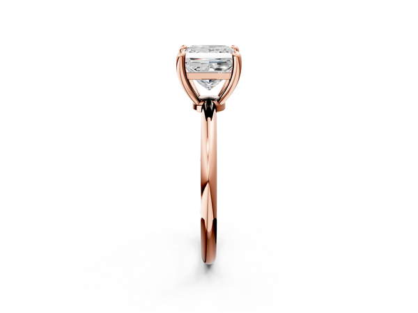 Rose gold Princess Solitaire Diamond Ring with 4-Prong Setting on a Classic Band
