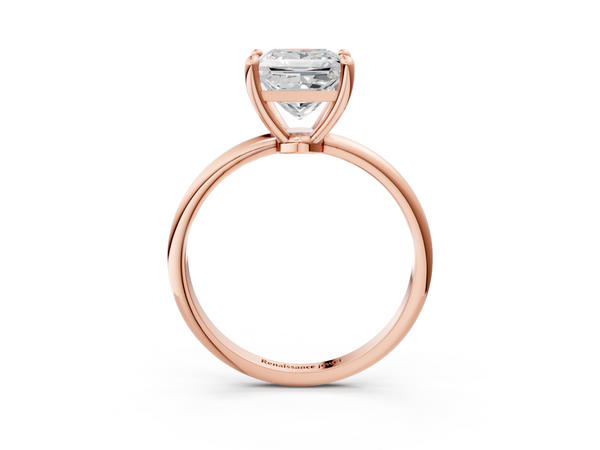 Rose gold Princess Solitaire Diamond Ring with 4-Prong Setting on a Classic Band