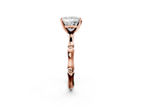 Rose gold Princess Solitaire Diamond Ring with Bamboo Band and Four-Prong Setting_31